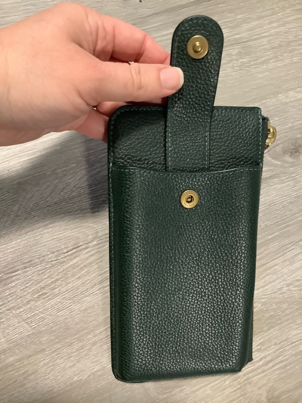 Coach essentials polished pebbled leather phone wallet dark green - Picture 5 of 8